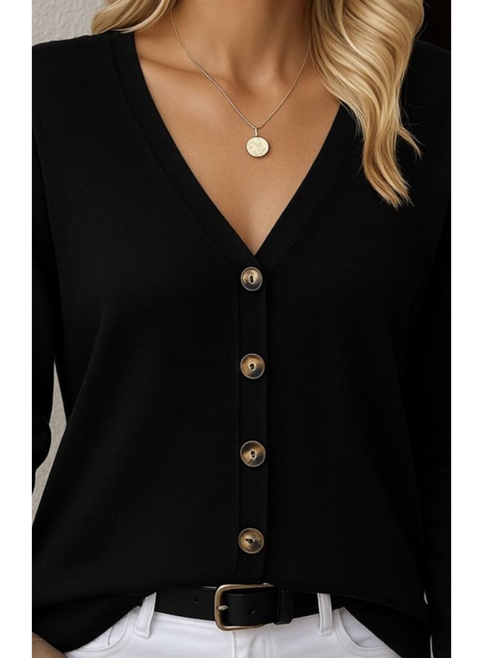 Kasın Uzun Kollu önü Düğmeli Kısa Hırka