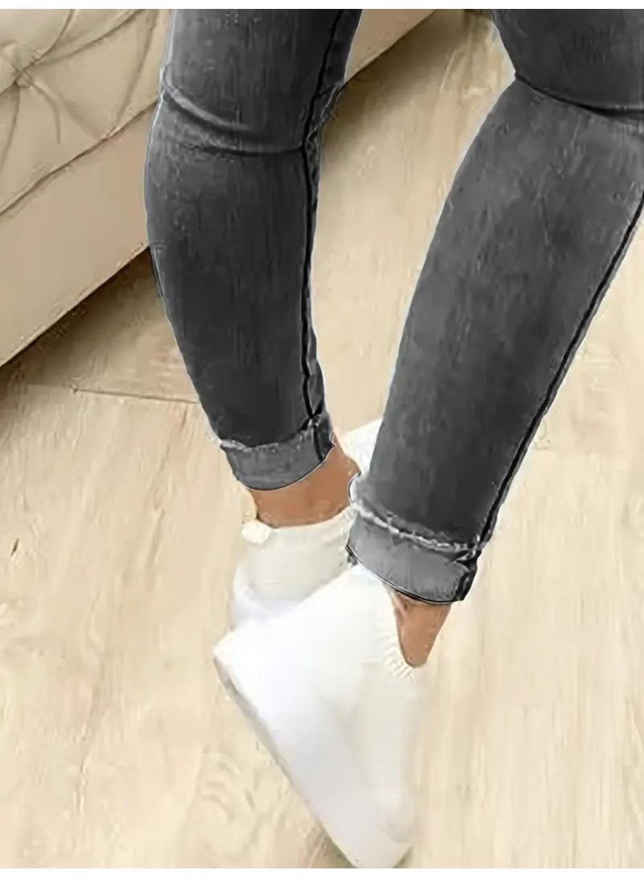 Kadın Yüksek Bel önden Düğmeli Jean Pantolon