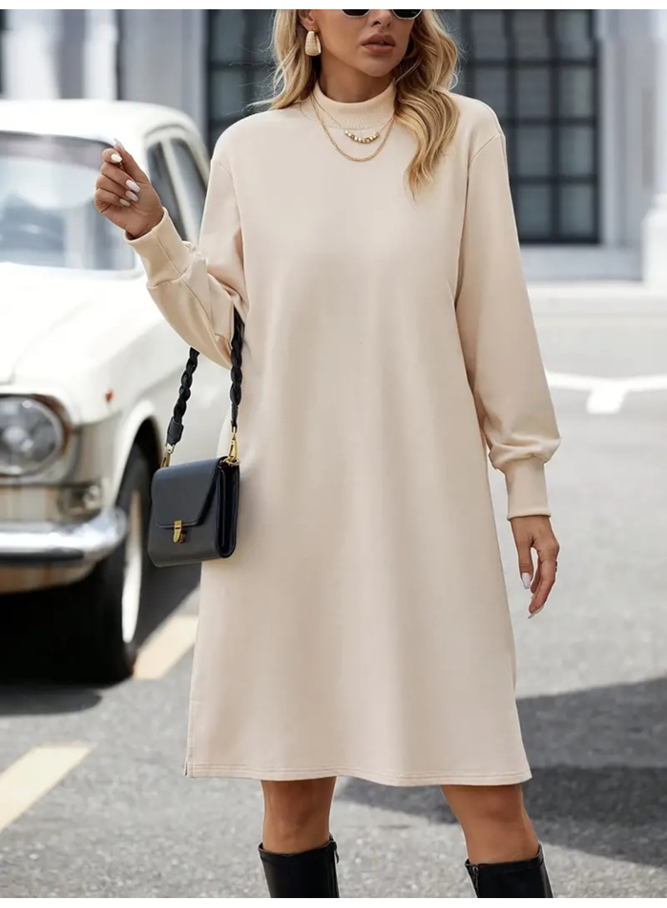 Kadın Uzun Kollu Balıkçı Yaka Kısa şardonlu Dalgıç Elbise