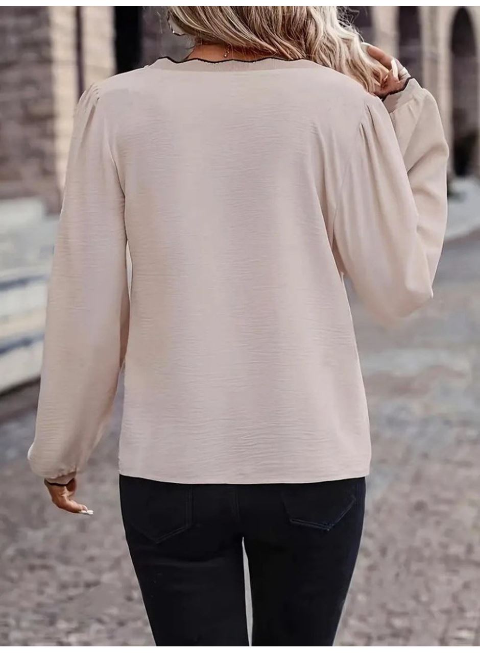 Kadın Uzun Kollu V Yakalı Aerobin Bluz