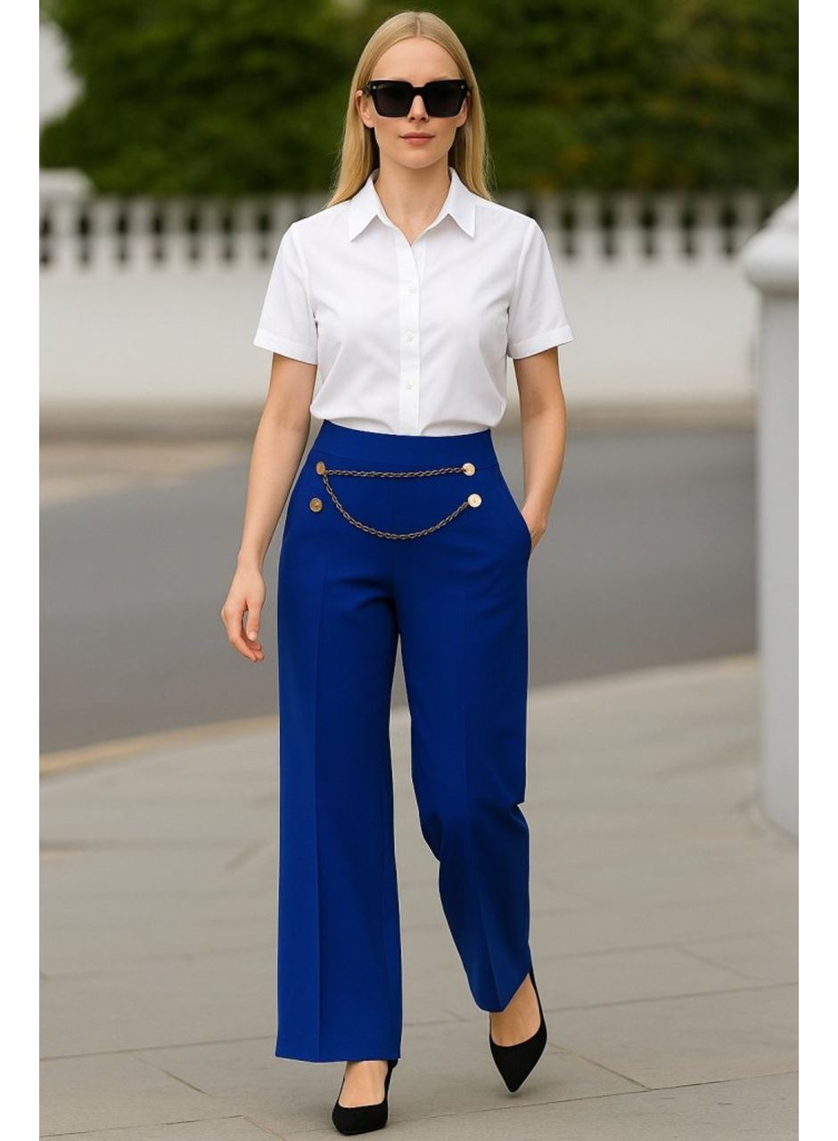 Kadın Beli Zincir Detay Ithal Krep Pantolon