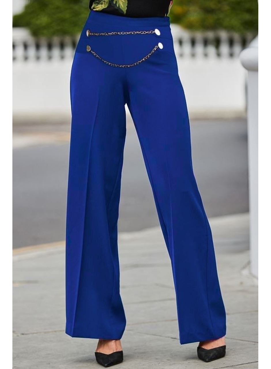 Kadın Beli Zincir Detay Ithal Krep Pantolon