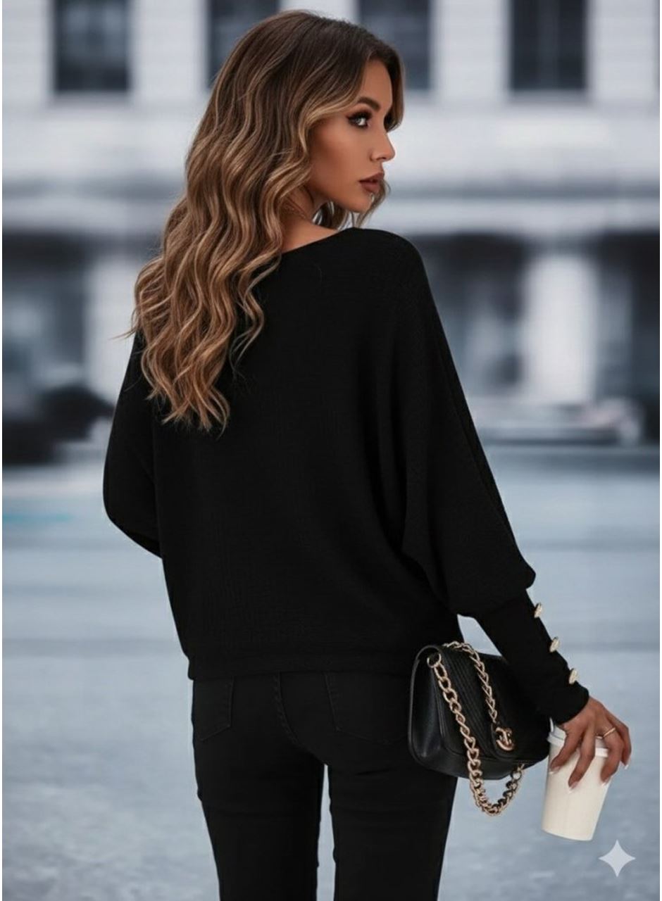 Kadın Uzun Kollu Tek Omuzdan Açık Askı Detaylı Waffle Bluz