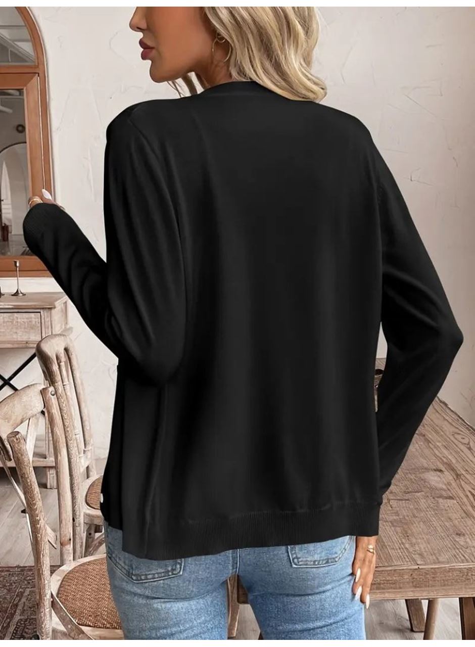 Kadın Uzun Kollu önden Düğmeli Triko Ceket