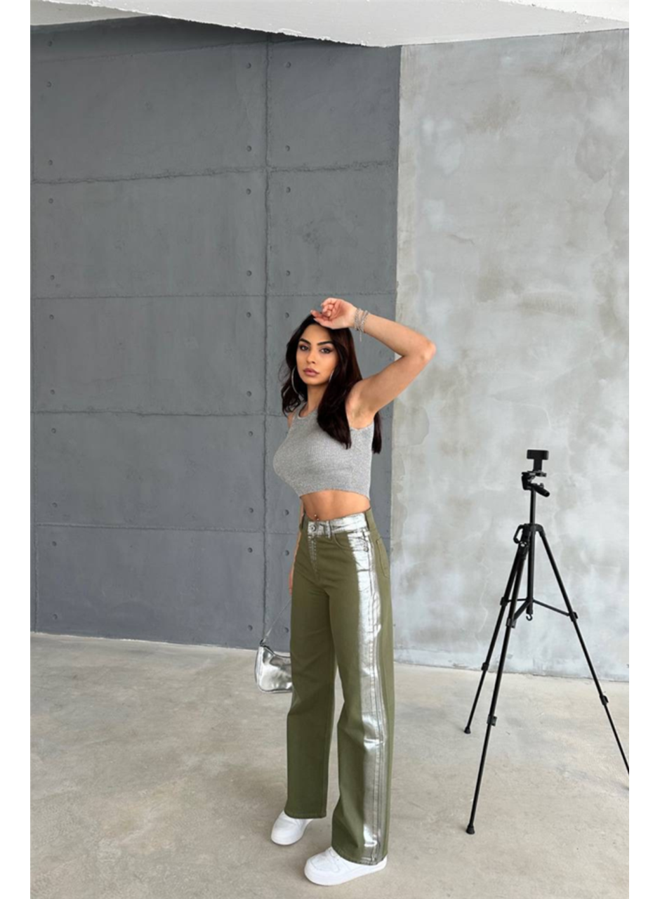 GABARDİN PALAZZO PANTOLON - Haki