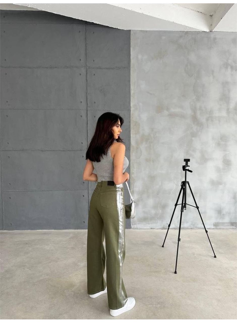 GABARDİN PALAZZO PANTOLON - Haki