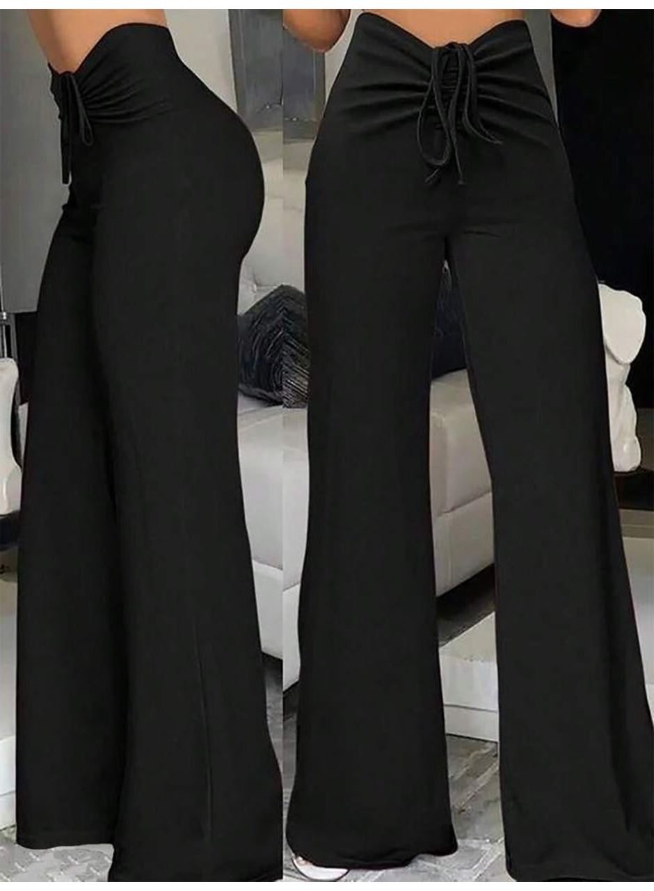 Kadın Yüksek Bel önden Büzgülü Ispanyol Ithal Krep Pantolon