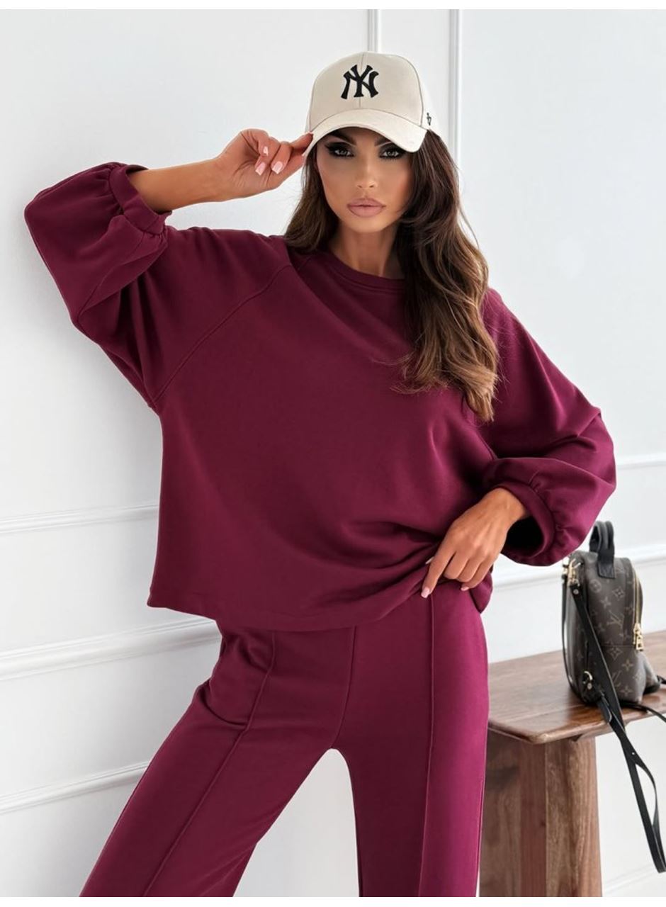 Kadın Uzun Kollu Geniş Kesim Modal Bluz Ve Pantolon Ikili Takım