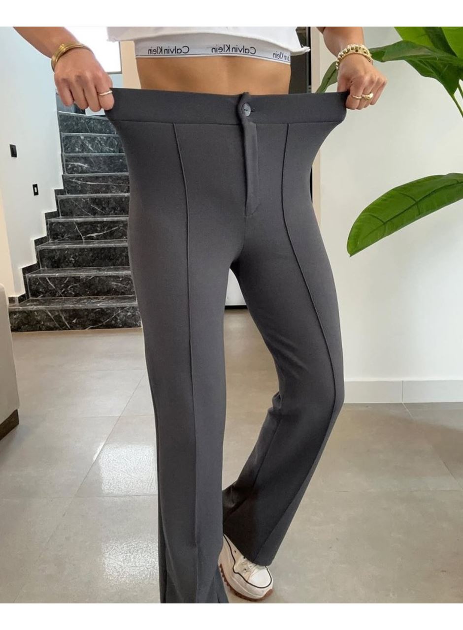 Kadın Yüksek Bel Full Likralı Krep Kumaş Pantolon