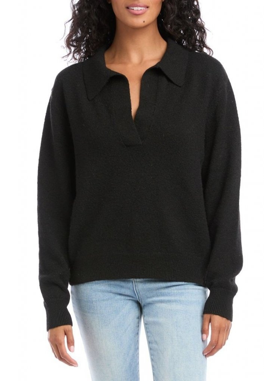 Kadın Beyaz Uzun Kollu Yakalı Triko Bluz