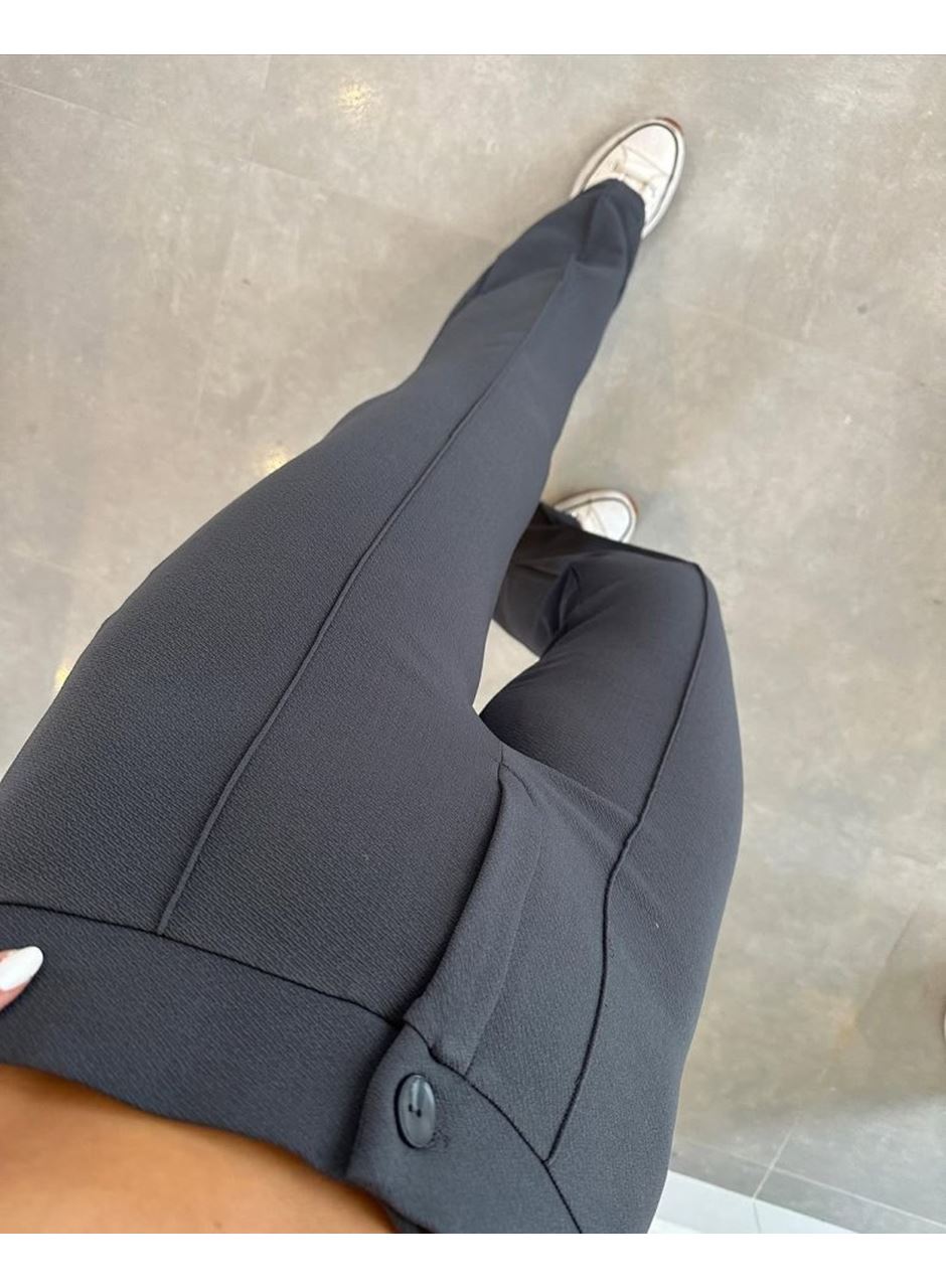 Kadın Yüksek Bel Full Likralı Krep Kumaş Pantolon