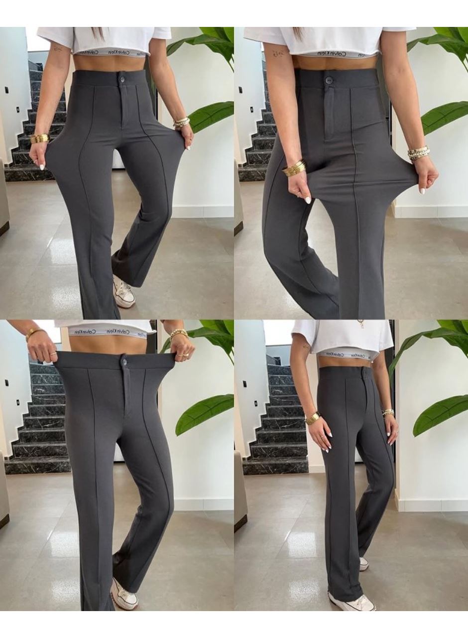 Kadın Yüksek Bel Full Likralı Krep Kumaş Pantolon