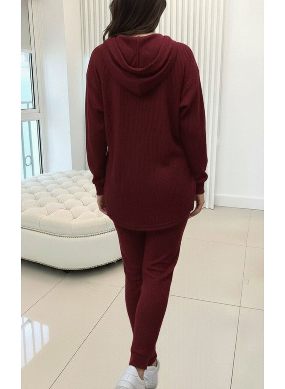 Kadın Uzun Kollu Kapşonlu Meloni Bluz Ve Pantolon Ikili Takım