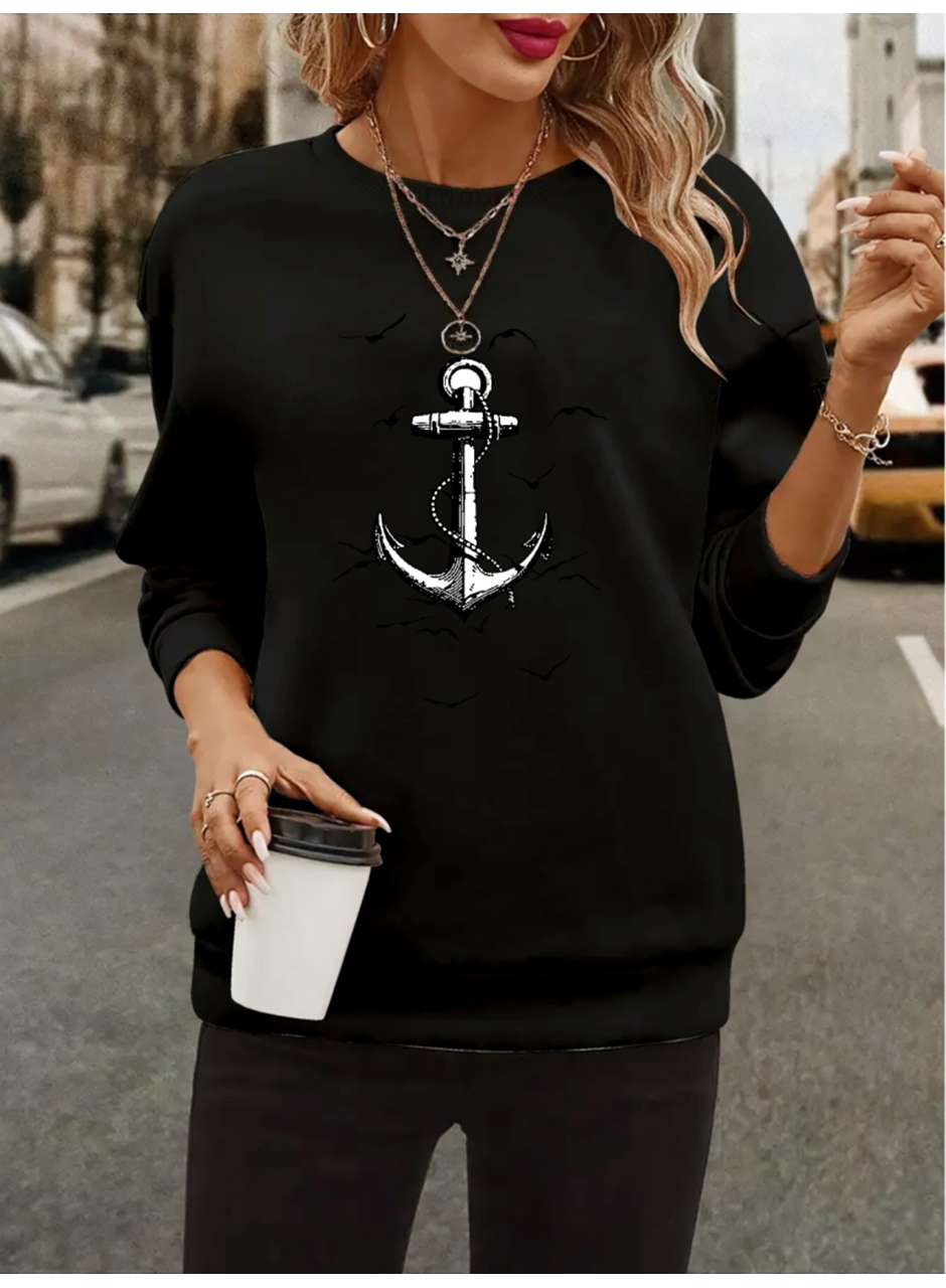 Kadın Uzun Kollu Bisiklet Yaka Desenli Viskon Iki Iplik Bluz