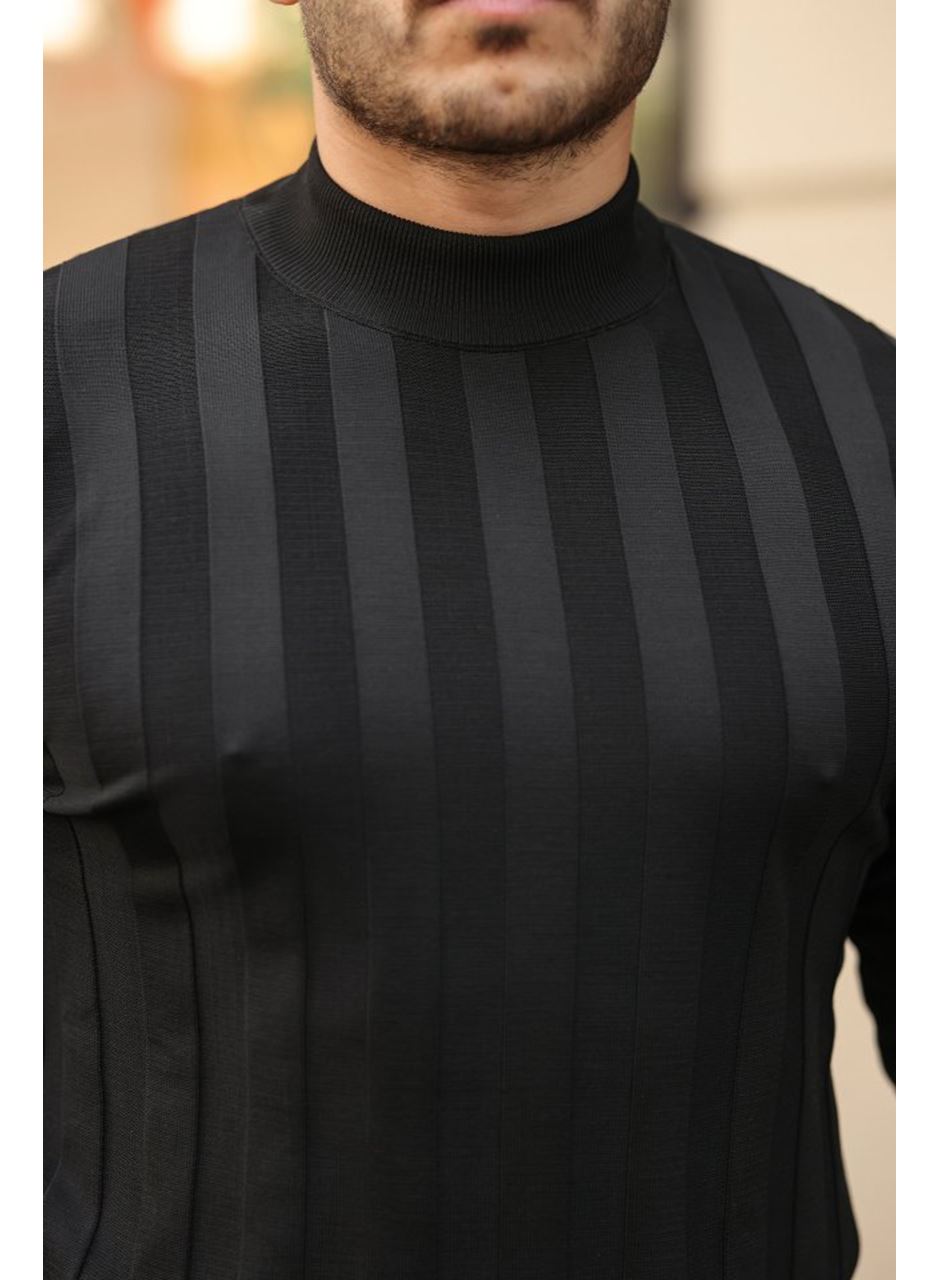 Erkek Yarım Balıkçı Yaka Kabartma Desenli Triko