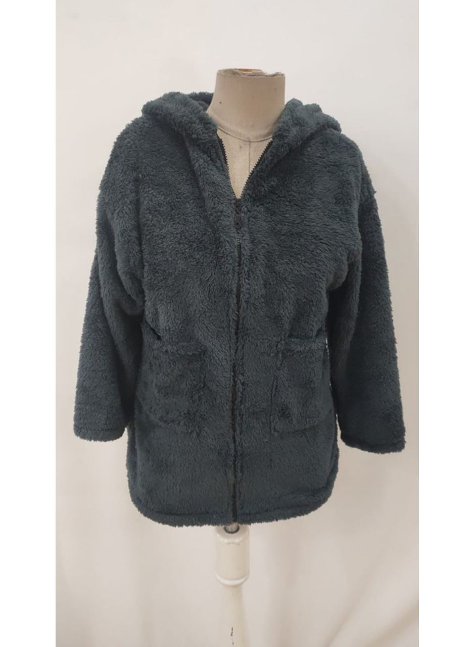 Kadın Uzun Kollu Kapşonlu önden Fermuarlı Cepli Welsoft Ceket