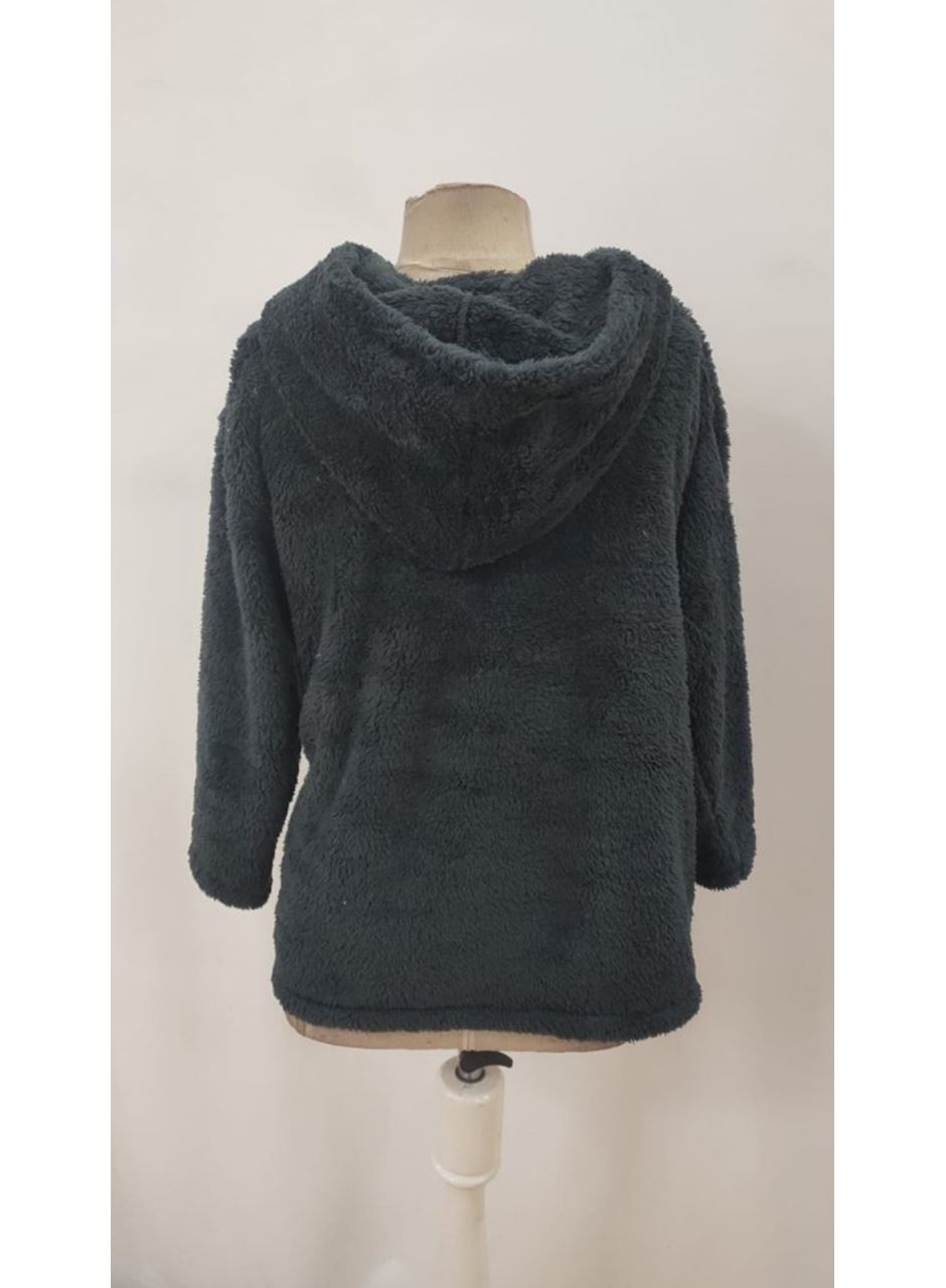 Kadın Uzun Kollu Kapşonlu önden Fermuarlı Cepli Welsoft Ceket