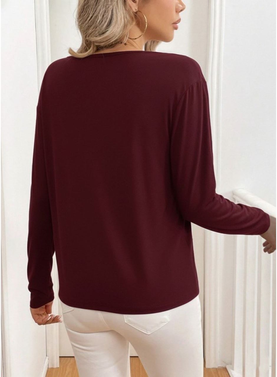 Kadın Uzun Kollu V Yakalı Viskon Iki Iplik Bluz