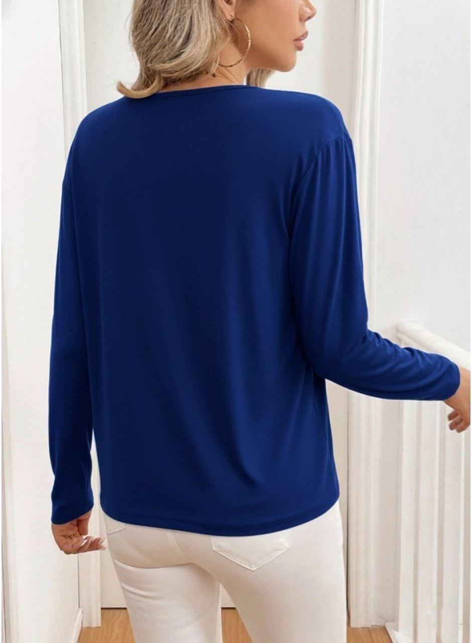 Kadın Uzun Kollu V Yakalı Viskon Iki Iplik Bluz