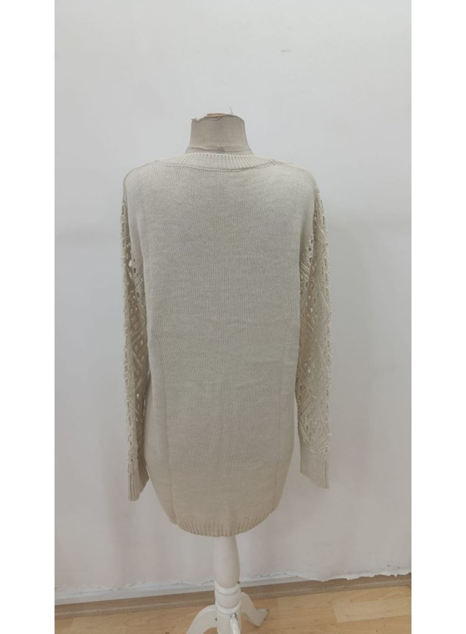 Kadın Uzun Kollu V Yakalı Mini Triko Elbise