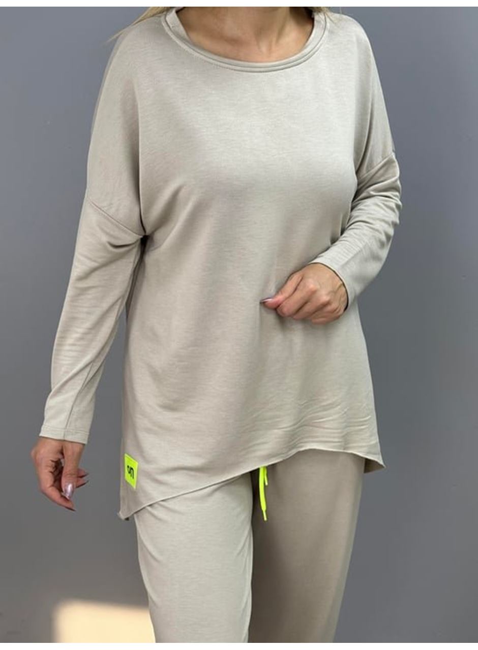 Kadın Iki Iplik Viskon Pamuk Kumaş Arma Detaylı Ikili Takım