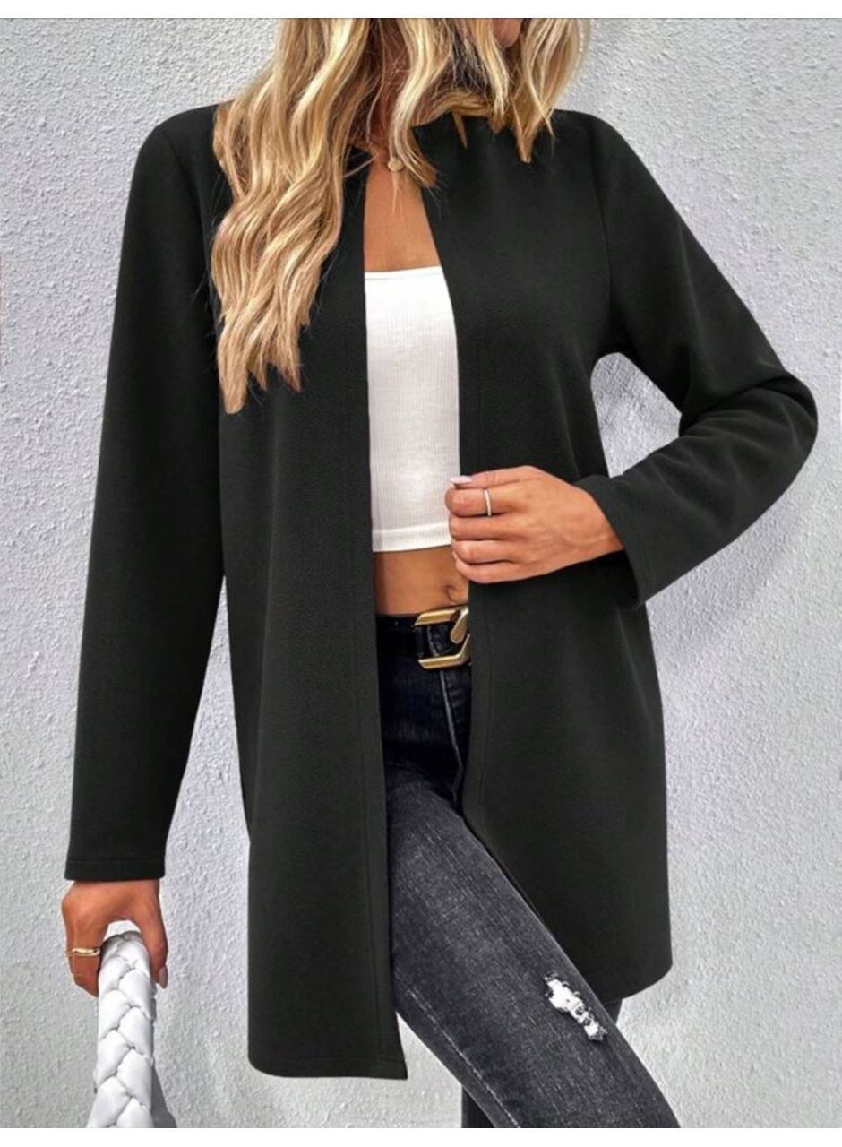 Kadın Uzun Kollu önü Açık Uzun Modal Ceket
