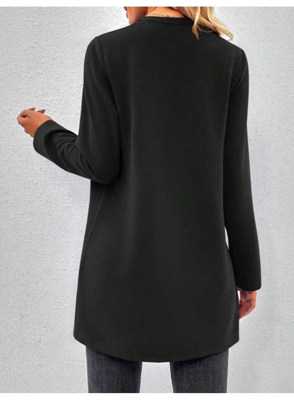 Kadın Uzun Kollu önü Açık Uzun Modal Ceket