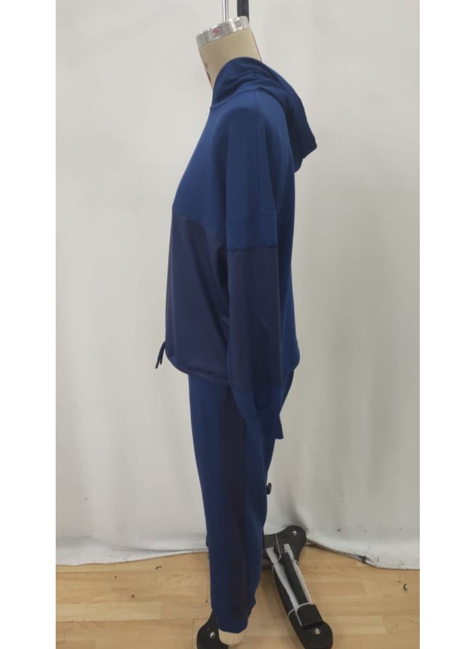 Kadın Uzun Kollu Kapşonlu Viskon Iki Iplik Bluz Ve Pantolon Ikili Takım