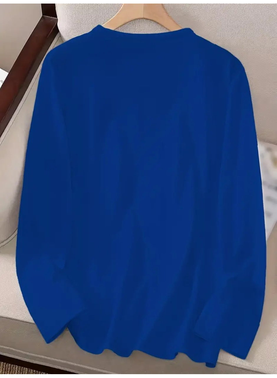 Kadın Uzun Kollu Bisiklet Yaka Ay Baskılı Viskon Bluz