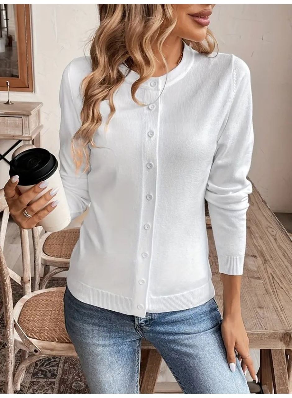 Kadın Uzun Kollu önden Düğmeli Triko Ceket