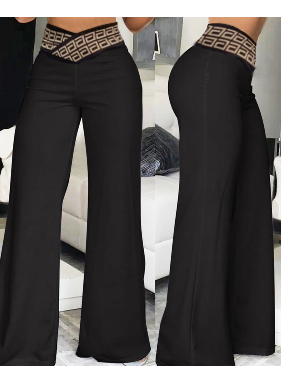 Kadın Belde Kruvaze Ve Ribana Detay Ispanyol Paça Ithal Krep Pantolon