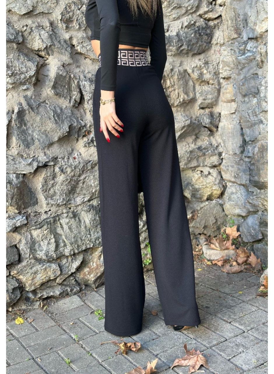 Kadın Belde Kruvaze Ve Ribana Detay Ispanyol Paça Ithal Krep Pantolon