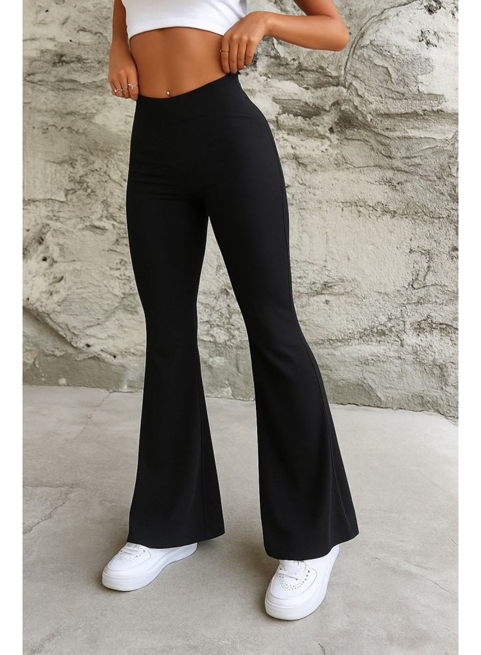 Kadın Yüksek Bel Ispanyol Paça Dalgıç Pantolon