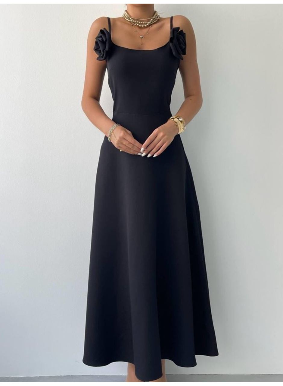 Matilda Gül İp Askılı Elbise