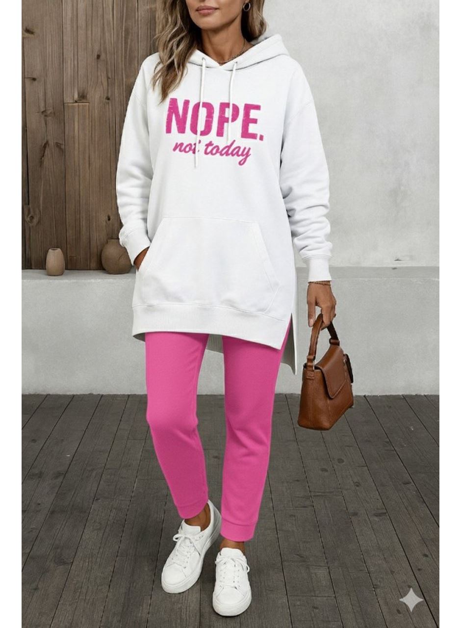 Kadın Uzun Kollu Kapşonlu Bağcıklı Viskon Iki Iplik Sweat