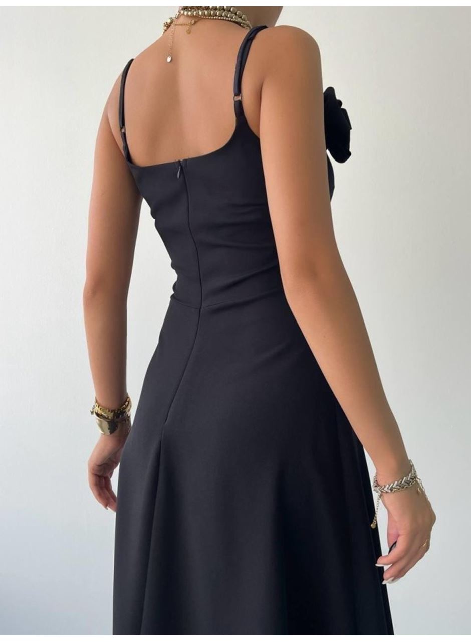 Matilda Gül İp Askılı Elbise