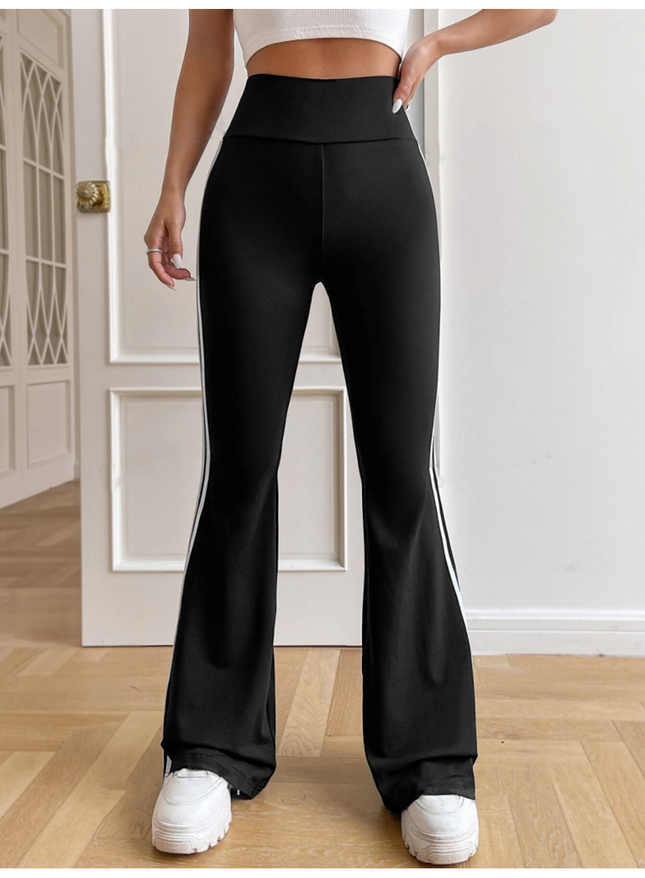 Kadın Yüksek Bel şerit Detaylı Ispanyol Paçalı Dalgıç Pantolon