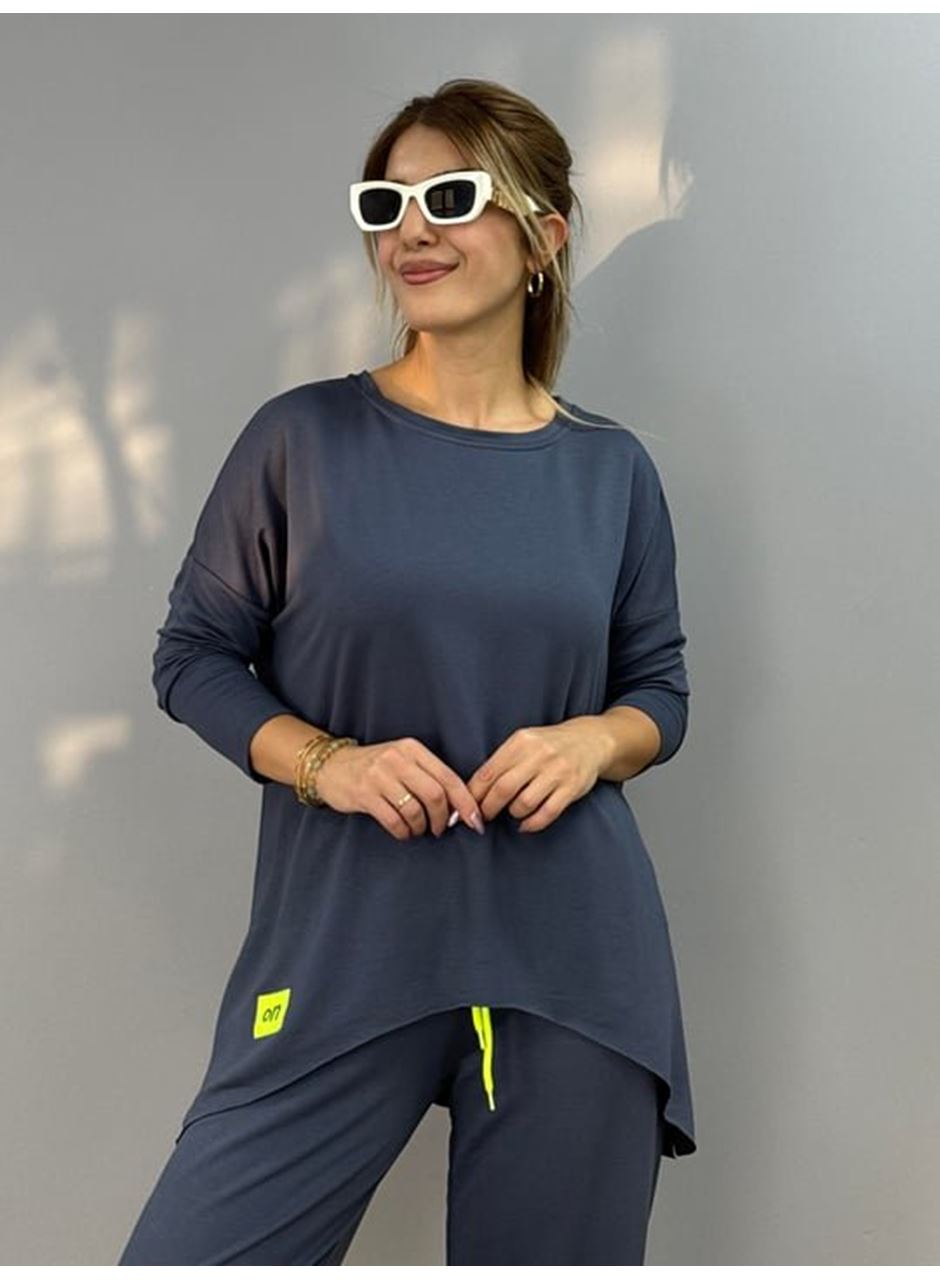 Kadın Iki Iplik Viskon Pamuk Kumaş Arma Detaylı Ikili Takım