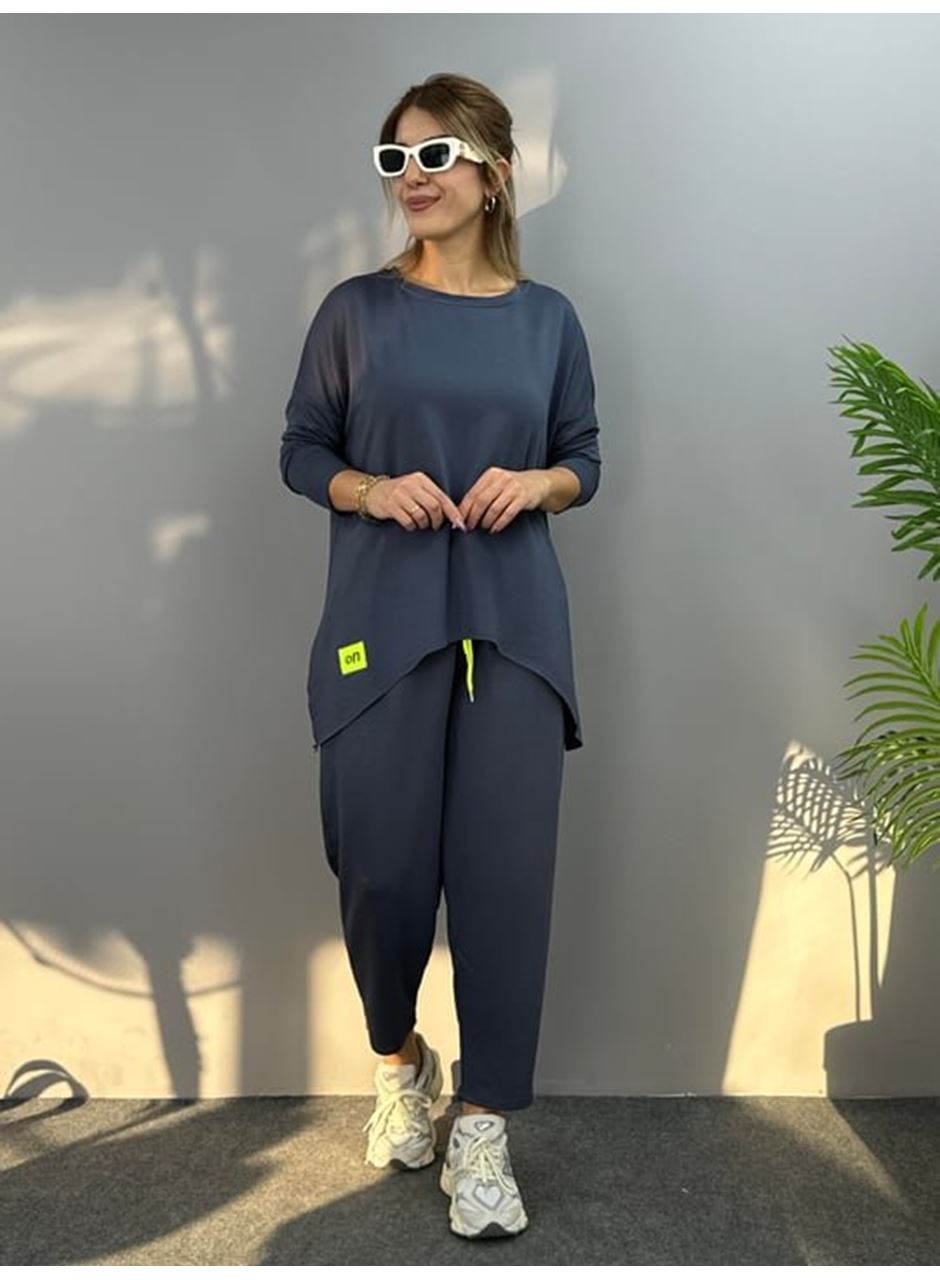 Kadın Iki Iplik Viskon Pamuk Kumaş Arma Detaylı Ikili Takım