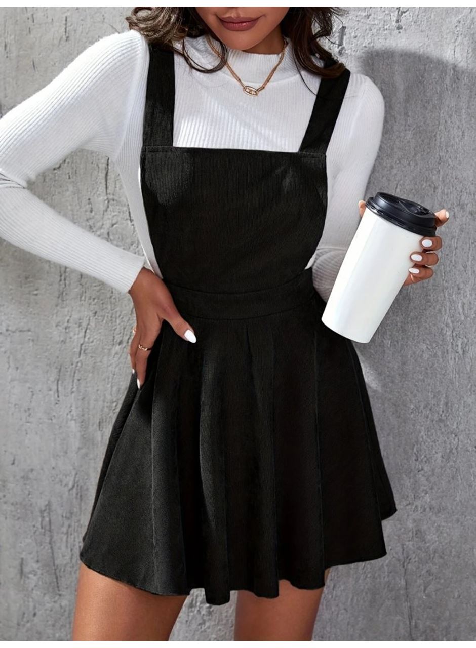 Kadın Askılı Sırttan çapraz Detaylı Kısa Kiloş Kadife Mini Elbise
