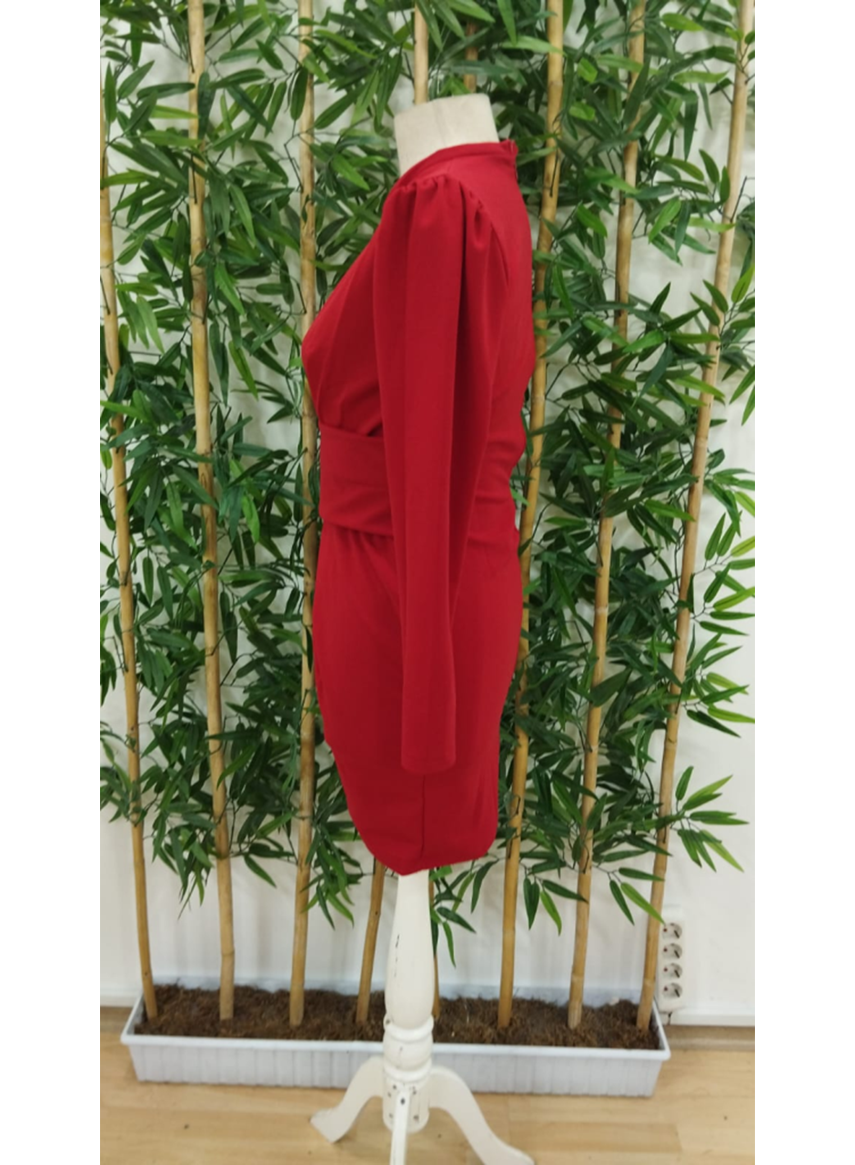 Kadın Uzun Kollu Bisiklet Yaka Bel Kemer Detay Ithal Krep Elbise