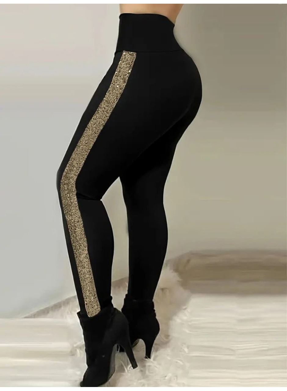 Kadın Yüksek Bel Yan şerit Detaylı Dalgıç Tayt