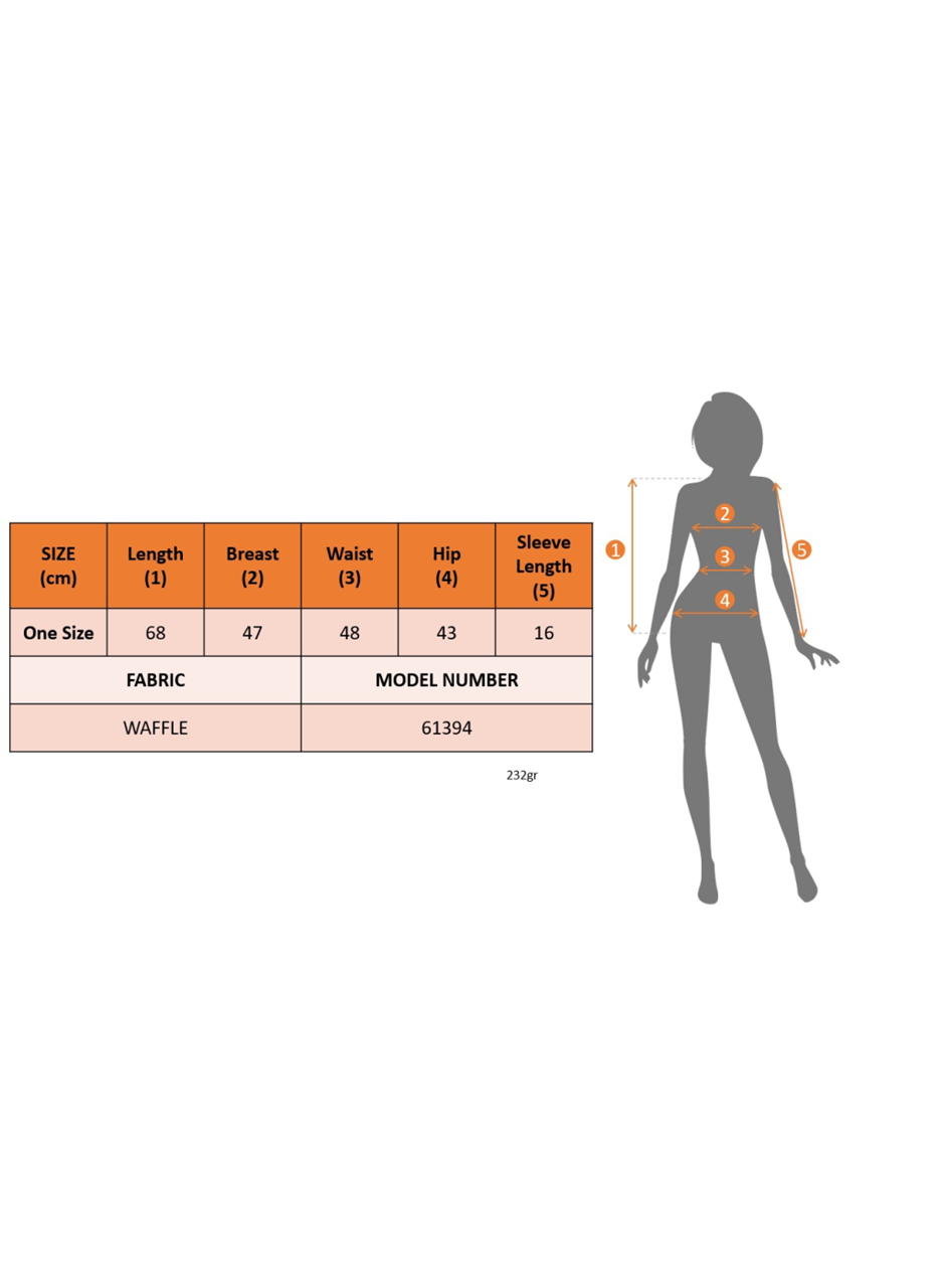 Kadın Kısa Kollu V Yakalı Düğmeli Waffle Bluz