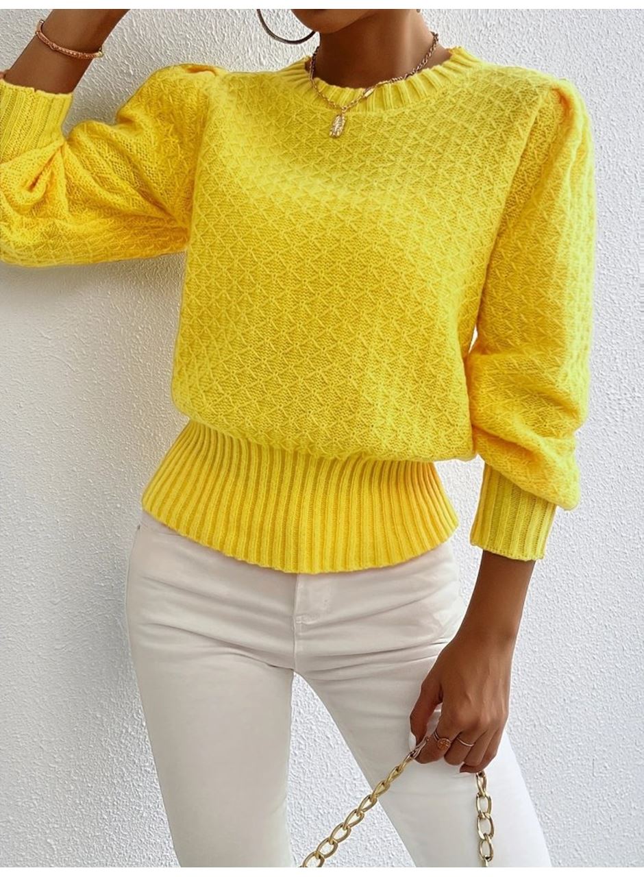 Kadın Uzun Kollu Bisiklet Yaka Triko Bluz