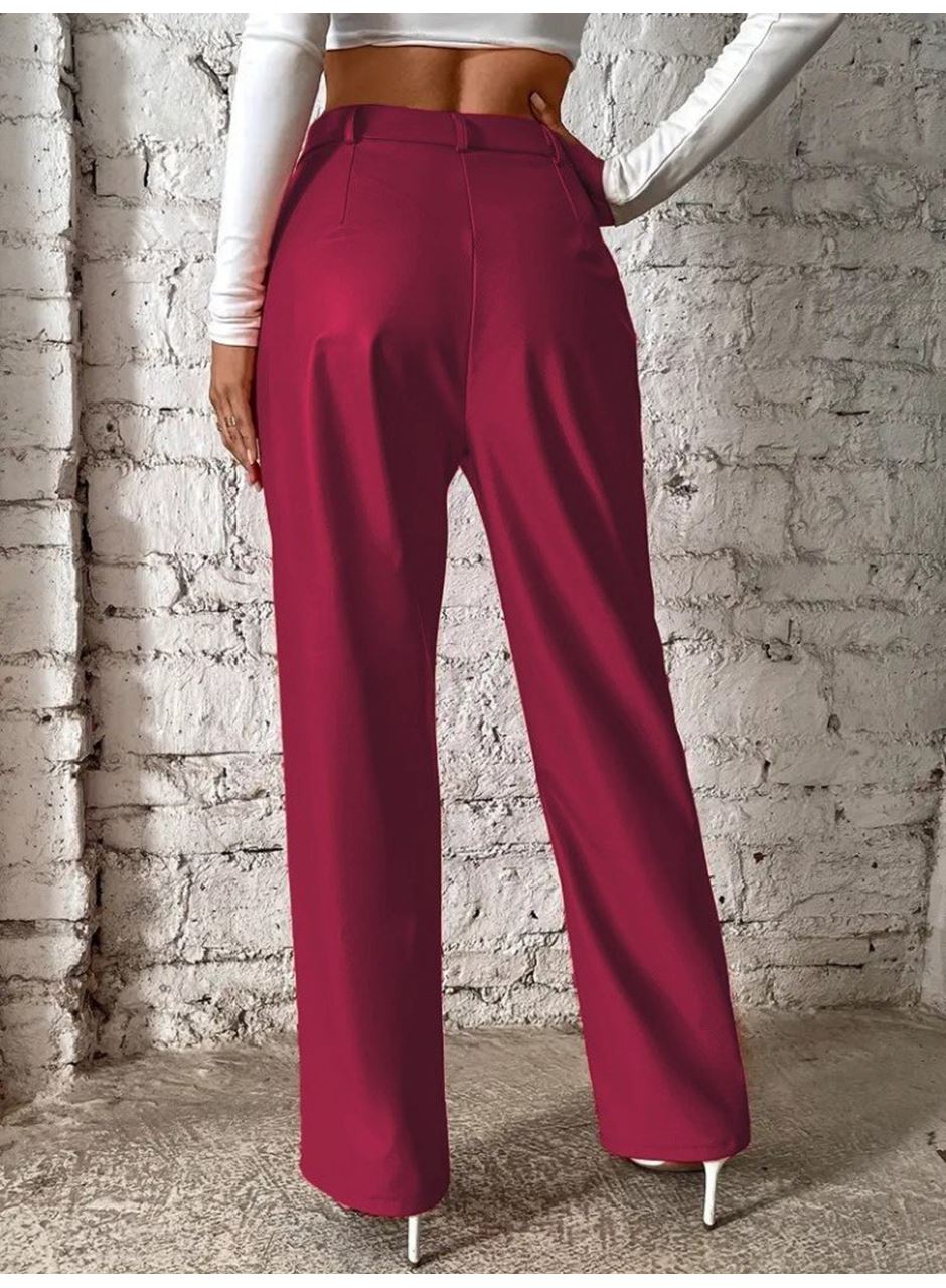 Kadın önden Fermuarlı Cepli Geniş Kesim Lame Deri Pantolon