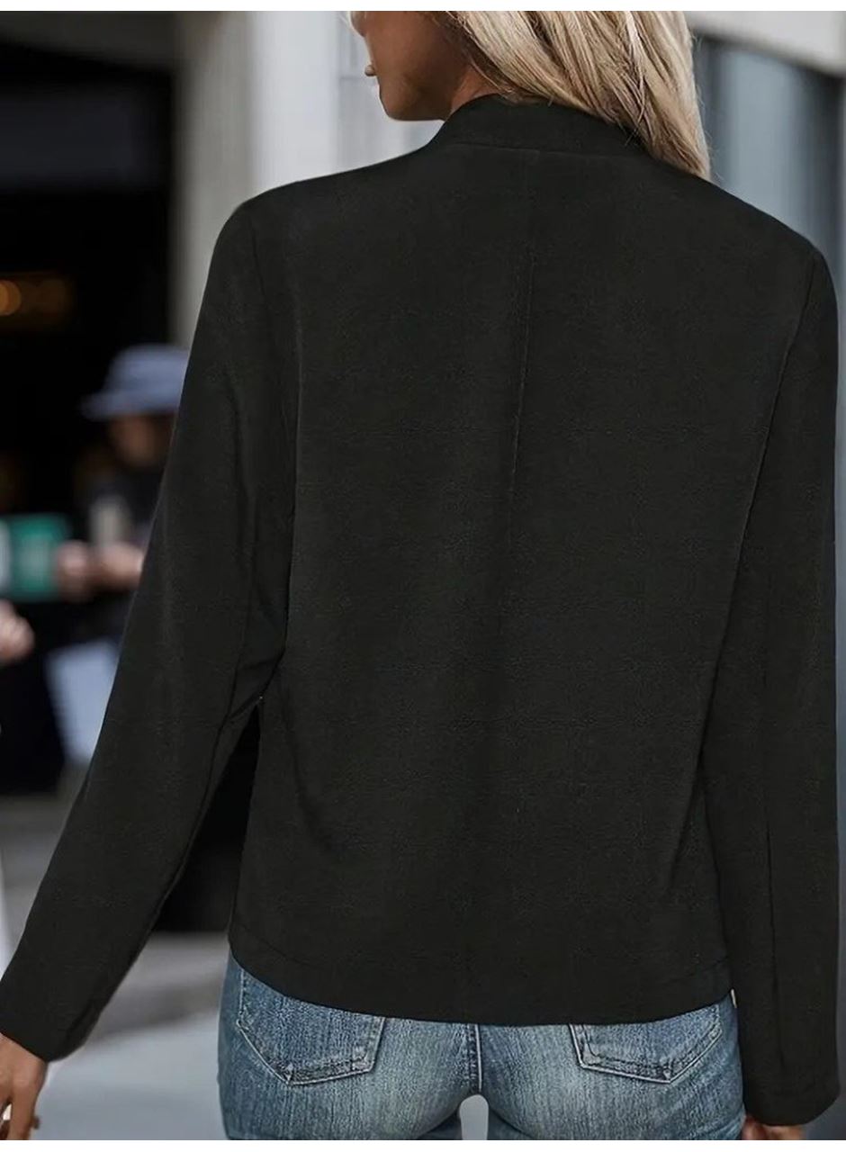 Kadın Uzun Kollu önü Açık Düğmeli Scuba Dalgıç Ceket