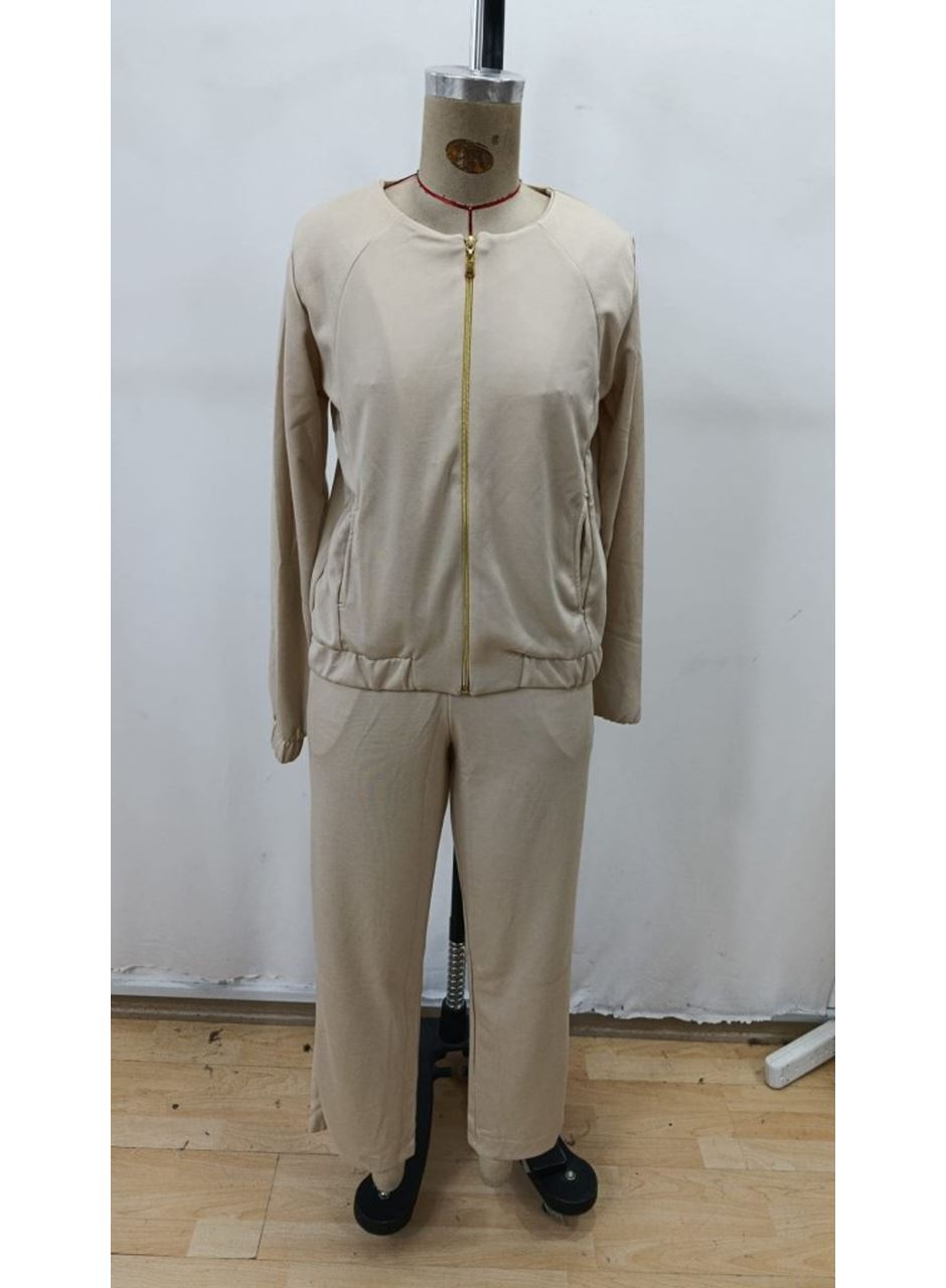 Kadın Uzun Kollu önden Fermuarlı Modal Ceket Ve Pantolon Ikili Takım