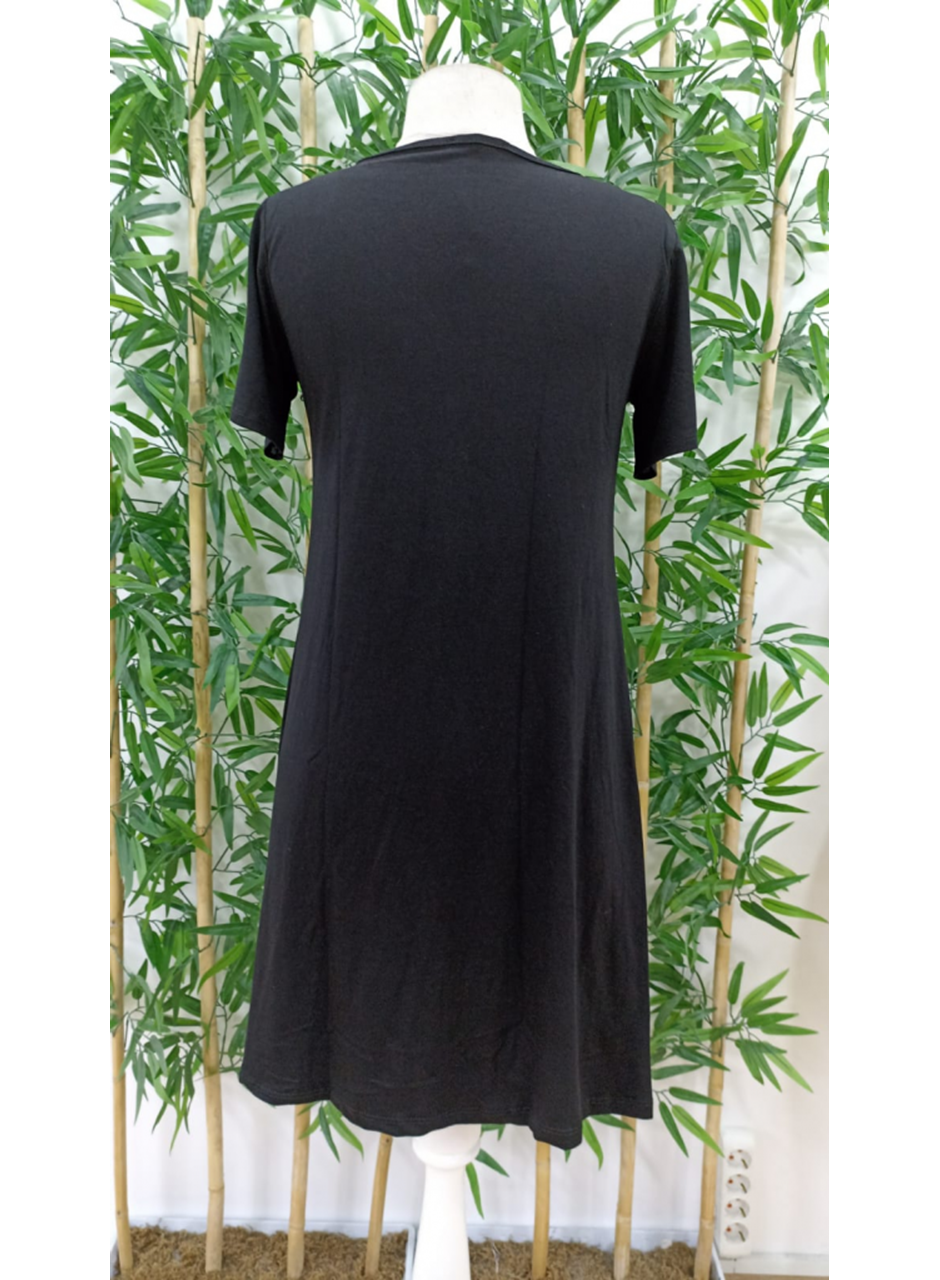 Kadın Kısa Kollu V Yaka önü Düğmeli Viskon Elbise