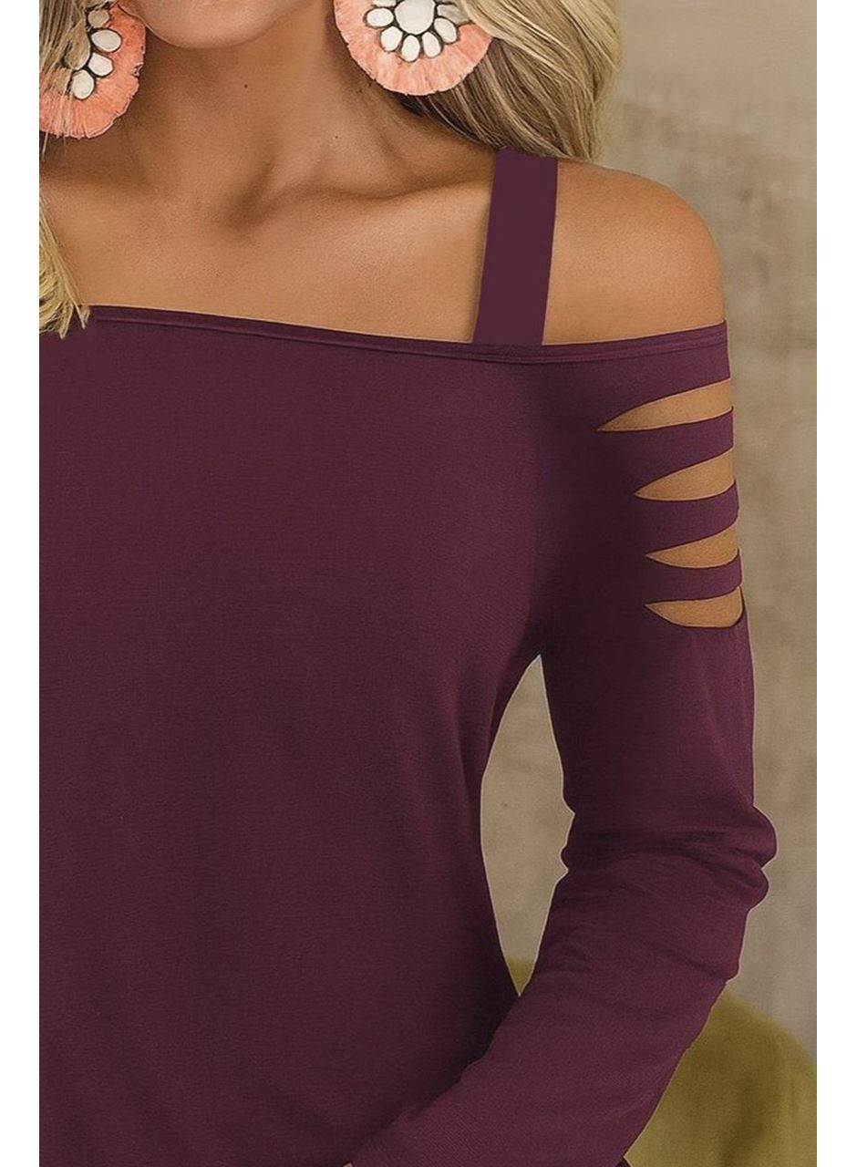 Kadın Uzun Lazer Kesik Detaylı Askılı Viskon Iki Iplik Bluz