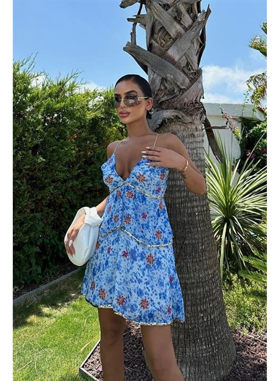 Cheryl Gold Pul Detaylı Elbise 2475-08